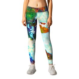 Abstract Map of the World Leggings