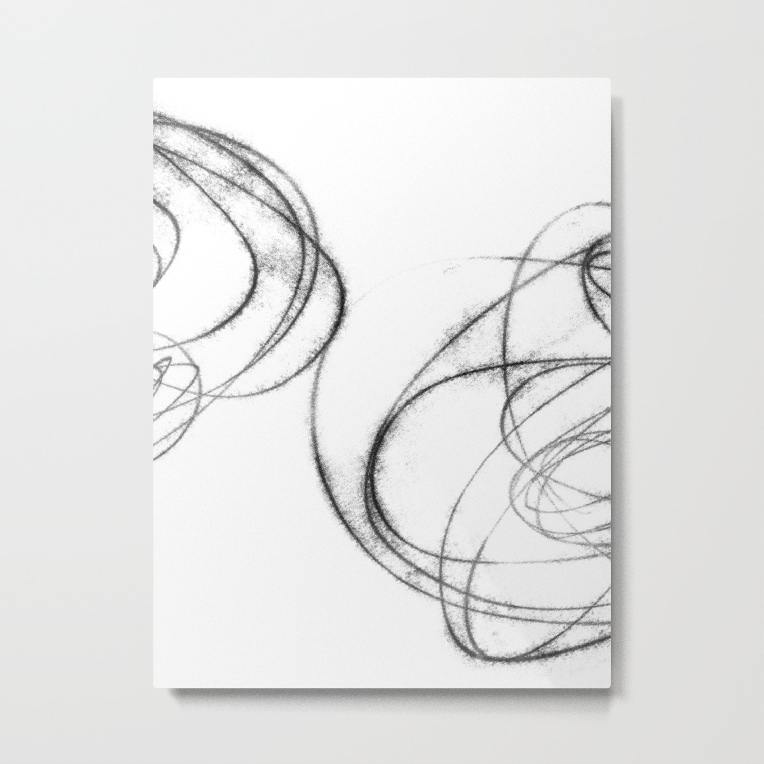 Minimalist Abstract Black And White Line Drawing Metal Print By