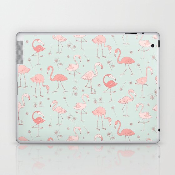 Flirty Flamingos Aqua Laptop & iPad Skin
