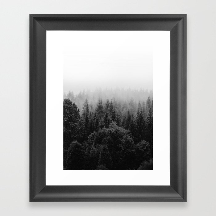 Forest, Black and White Framed Art Print