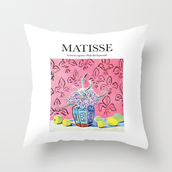 Matisse - Lemons against Pink Background Throw Pillow