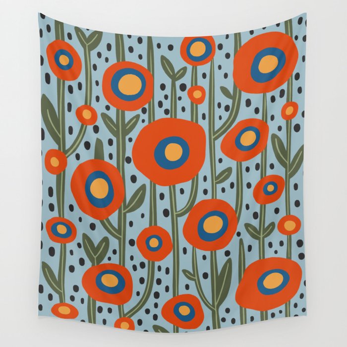 Flower Market Amsterdam, Modern Retro Flower Print Wall Tapestry