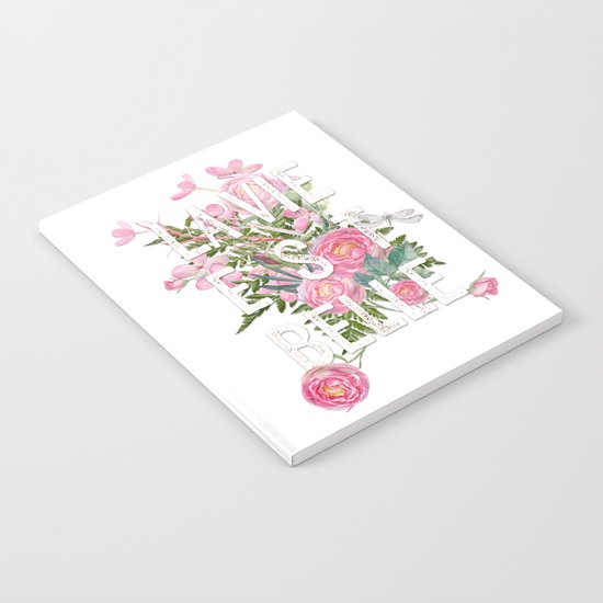 LAVIE EST BELLE - Watercolor - Pink flowers roses - rose flower on #Society6 Notebook