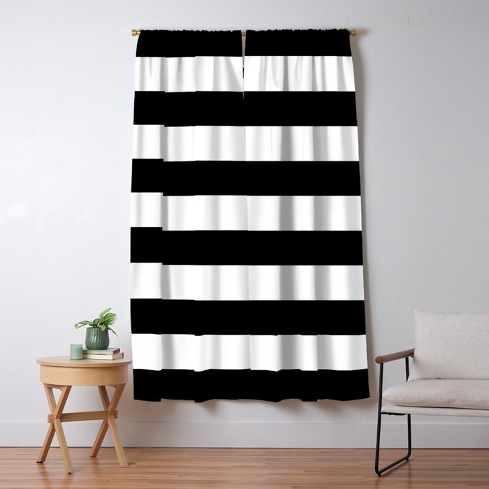 Black White Line Stripe Minimalist Lines Stripes Blackout Curtain By Beautifulhomes Society6