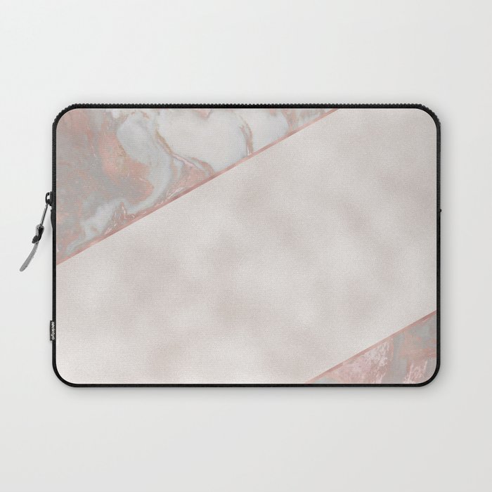 French polished rose gold marble & pearl Laptop Sleeve