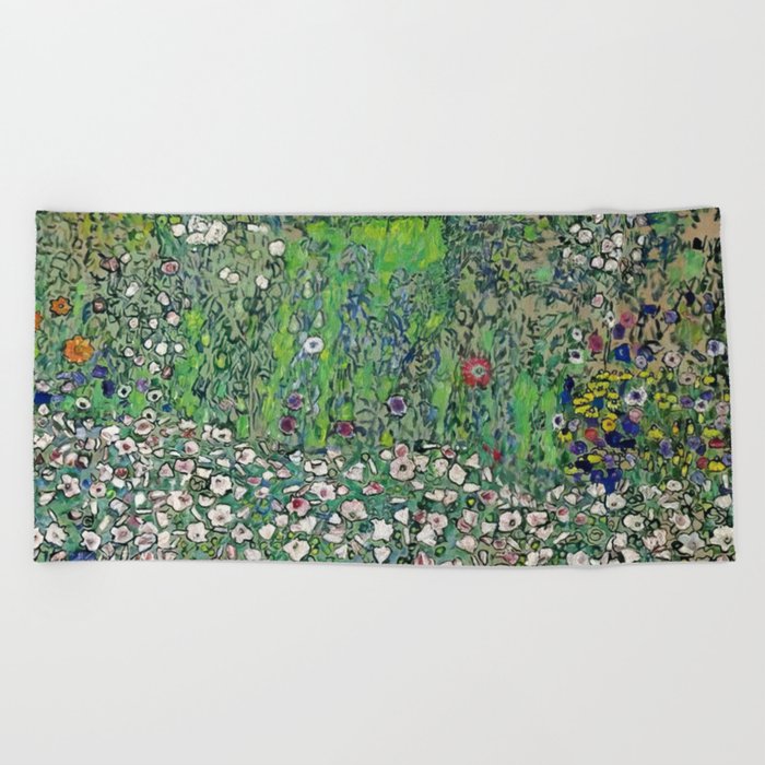 Gustav Klimt - A view of the garden from the top of the hill (1916) Beach Towel