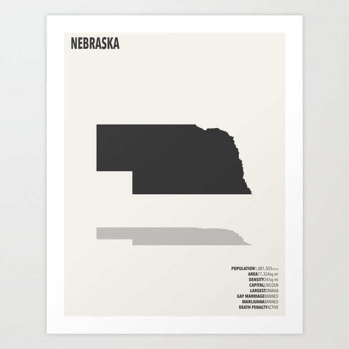 Nebraska Map Art Print