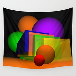 spheres and boxes -3- Wall Tapestry