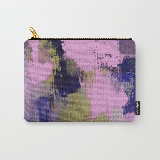 Wild Lilac - Abstract, textured, lilac, purple, blue and yellow oil painted artwork Carry-All Pouch