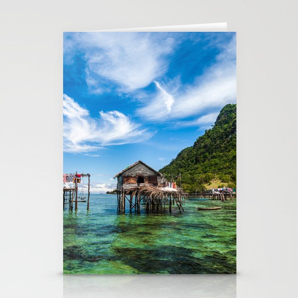 Bajau Laut Stilt Village Stationery Cards