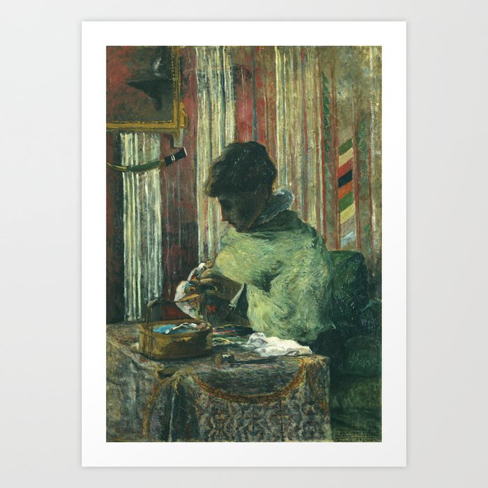 The Embroiderer - La Brodeuse (Mette Gauguin) - Paul Gauguin (1880) Art Print