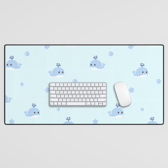 Cute Cartoon Blue Whale Pattern Desk Mat
