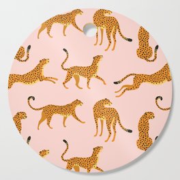 Leopard jaguar pink memphis pattern Cutting Board