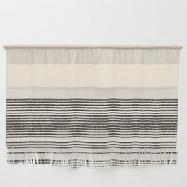 Organic Stripes - Minimalist Textured Line Pattern in Black and Almond Cream Wall Hanging
