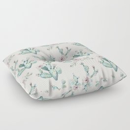Pretty Cactus Rose Pattern Pale Pink + Green Floor Pillow