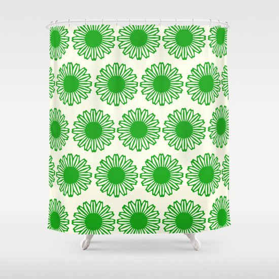 vintage flowers green Shower Curtain