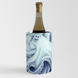 Octopus Tentacles Watercolor Blue Algae Art Wine Chiller