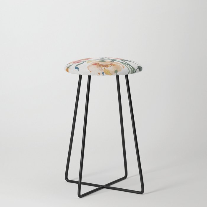 Loose Floral on Yupo Counter Stool