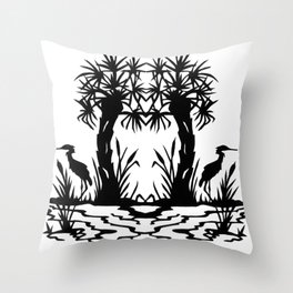 Lowcountry Herons - Papercut Silhouette Scherenschnitte Throw Pillow