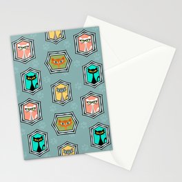 Colorful Mid Century cat portraits  Stationery Card
