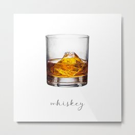 Whiskey Cocktail Painting | Watercolor Bar Art Metal Print