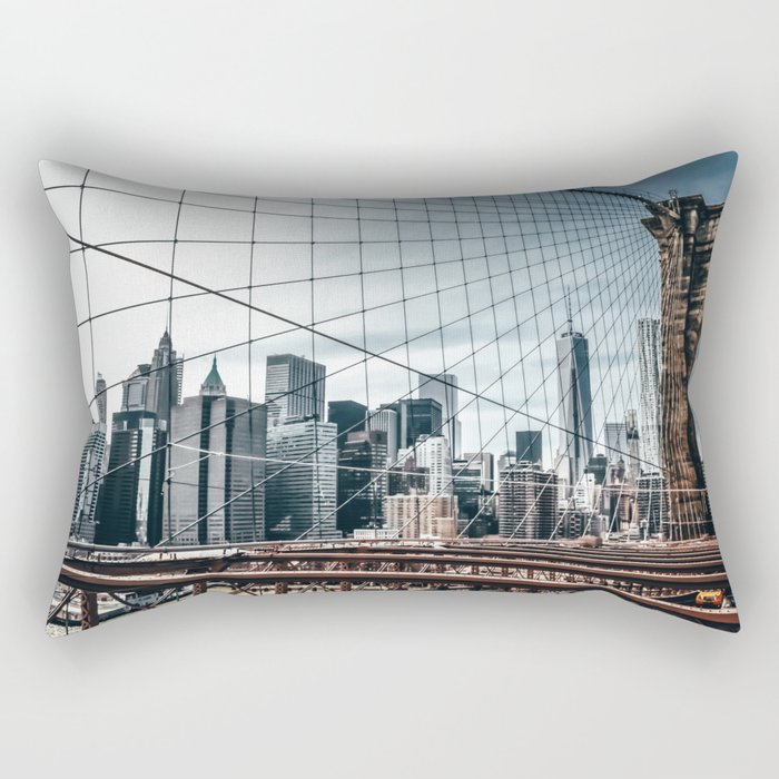 Brooklyn Bridge and Manhattan skyline in New York City Rectangular Pillow