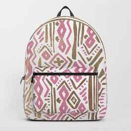 Abstract Geometric Pastel Pink White Gold Tribal Pattern Backpack