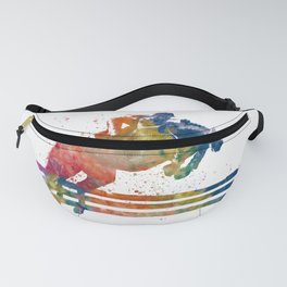 woman rides a horse in watercolor Fanny Pack