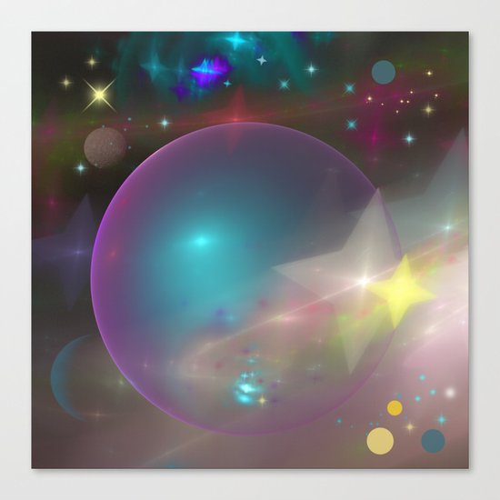 Dreamy galaxy with planets and shining stars Canvas Print