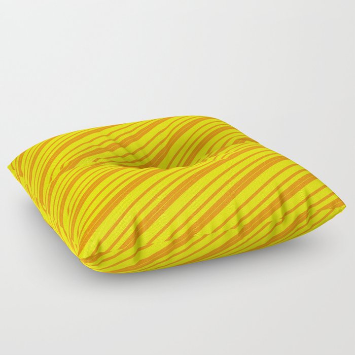 Dark Orange and Yellow Colored Lined/Striped Pattern Floor Pillow