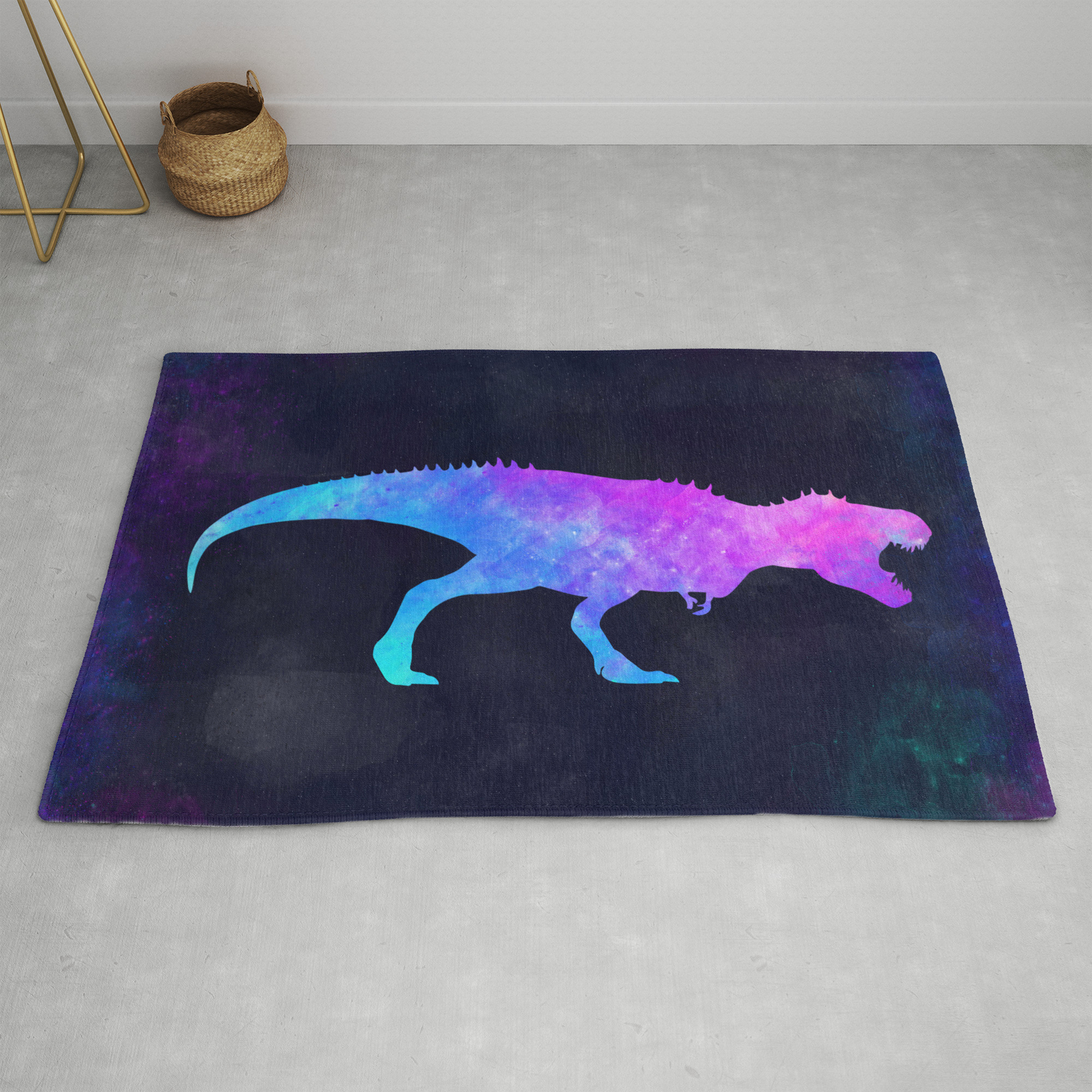 T Rex In Space Dinosaur Graphic Art Watercolor Canvas