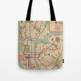 New York City Metro Subway System Map 1954 Tote Bag