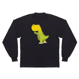 Happy Cartoon Green T-Rex Dinosaur Long Sleeve T Shirt