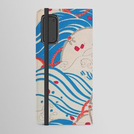 Petals on Waves Vintage Japanese Retro Pattern Android Wallet Case