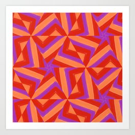 Geometrical Design Orange Star Shiny Shiny Art Print