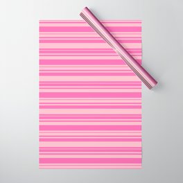 [ Thumbnail: Hot Pink and Pink Colored Striped Pattern Wrapping Paper ]
