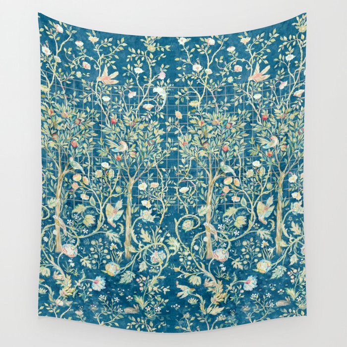 William Morris Melsetter Trellis Dark Blue  Wall Tapestry