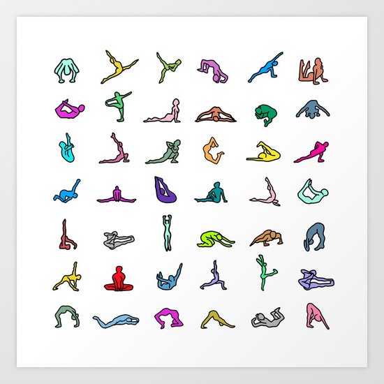 Rainbow Yoga Poses Art Print