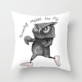 Running owl Throw Pillow
