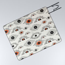 Modern Evil Eye Pattern - Black and Orange Picnic Blanket