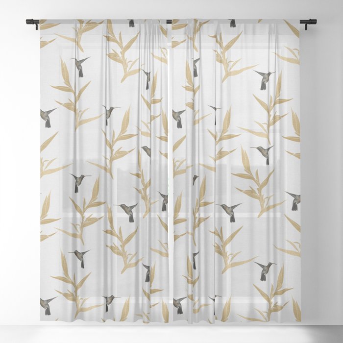 Hummingbird & Flower II Sheer Curtain