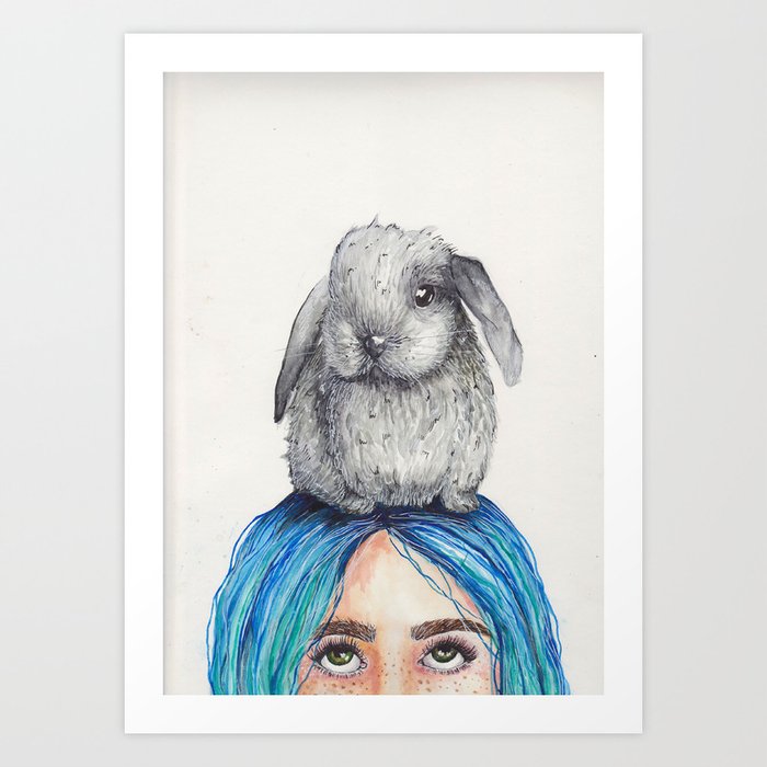 Bunny on Head Art Print