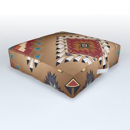 Earth and Stone Zia Eagle Feathers Shield Outdoor Floor Cushion