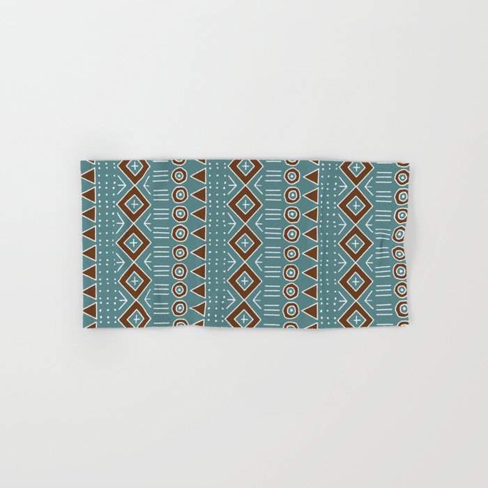 Mudcloth Style 2 in Turquoise and Brown Hand & Bath Towel ...