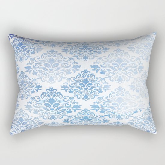 Blue Watercolor Pattern 04 Rectangular Pillow
