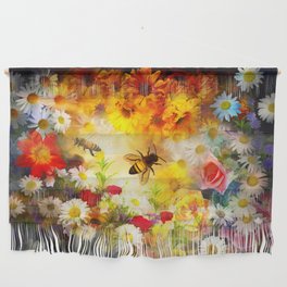 Summers garden floral bloom and bees Wall Hanging