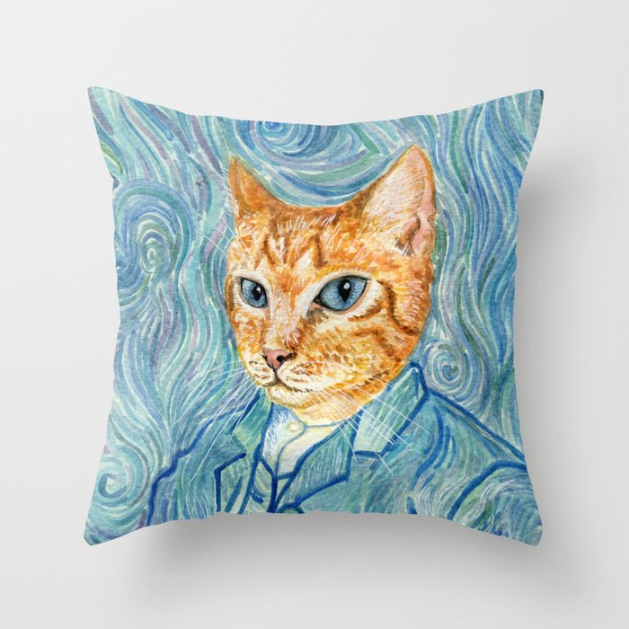 Kitten van Gogh Throw Pillow