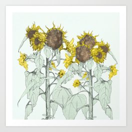 The sunflower brigade Art Print | Anipani, Nature, Leaves, Grower, Summer, Gardener, Stems, Plants, Garden, Sunflowers 