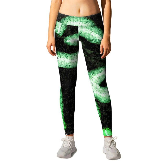 Distressed Hearts Green Leggings