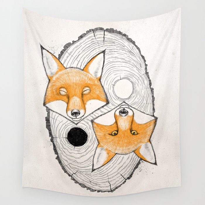 Yin Yang Fox Wall Tapestry By Nikitakorenkov Society6
